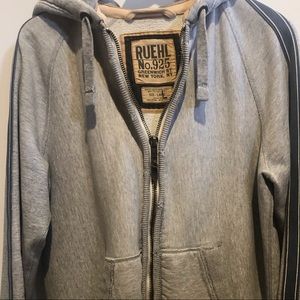 Ruehl No. 925 Distressed Zip Up Hoodie Gray Size L